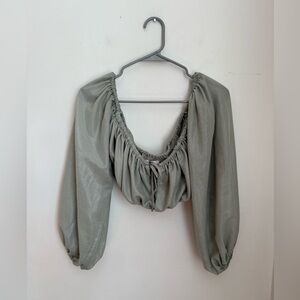 House of CB London Light Green Long Sleeve Crop Top Small